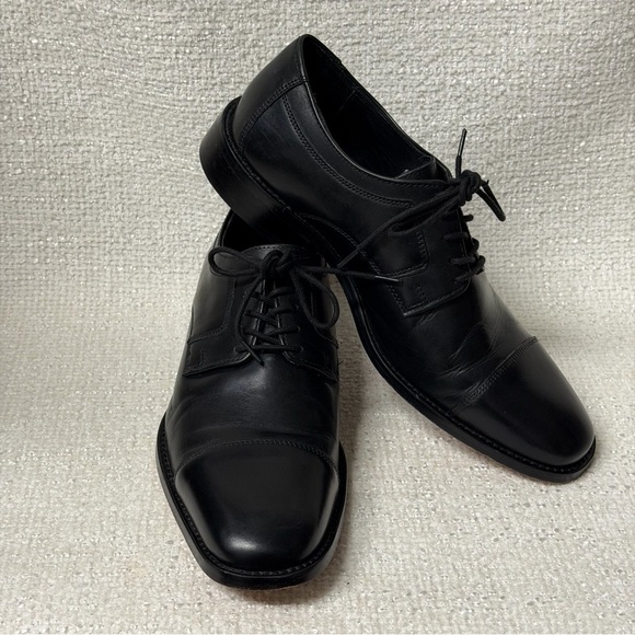 J. Murphy By Johnston & Murphy Men\'s  Black Leather Cap Toe Shoes Sz 8.5